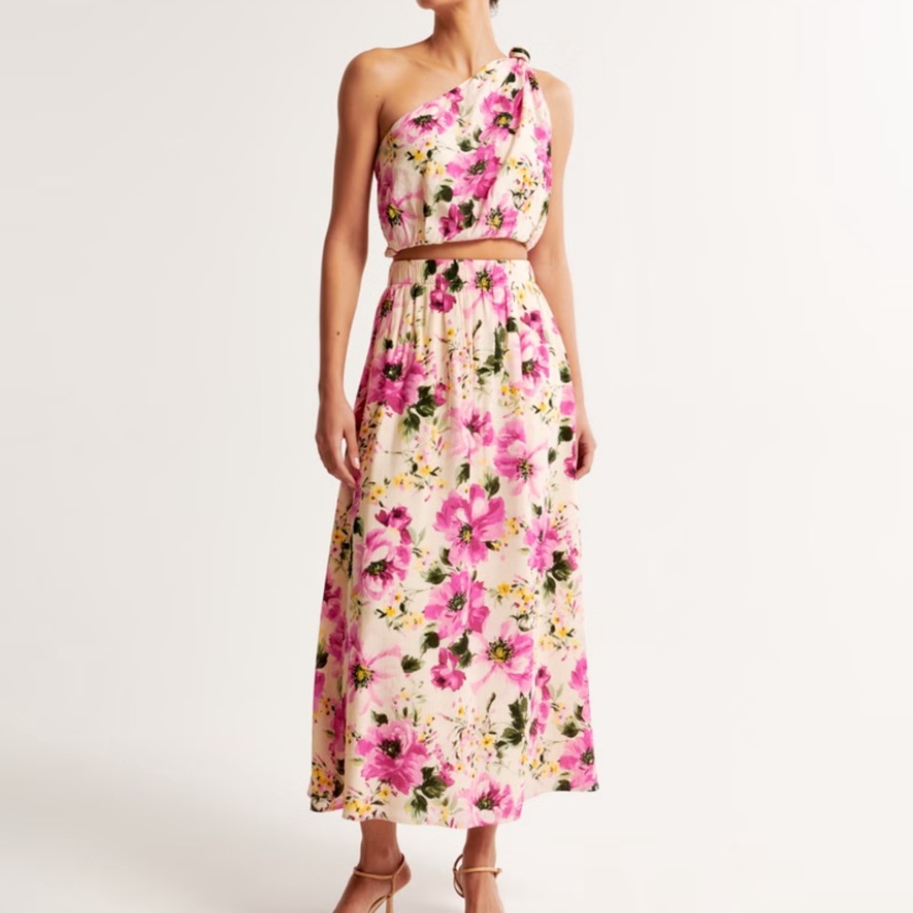 Abercrombie one shoulder maxi skirt set